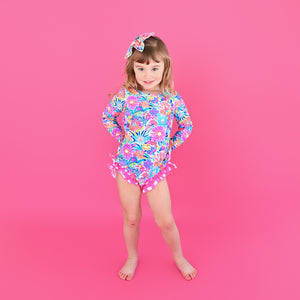 Megan Floral LONG SLEEVE RASH GUARD SWIMSUIT - Gigi and Max