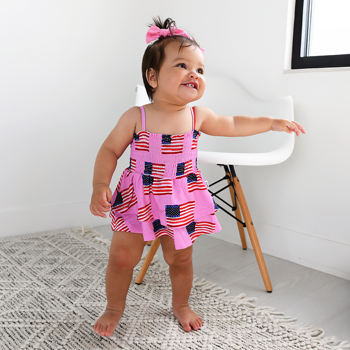 Betty Pink Flag SMOCKED TIERED TUTU - Gigi and Max