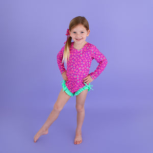 Tara Leopard LONG SLEEVE RASH GUARD SWIMSUIT - Gigi and Max