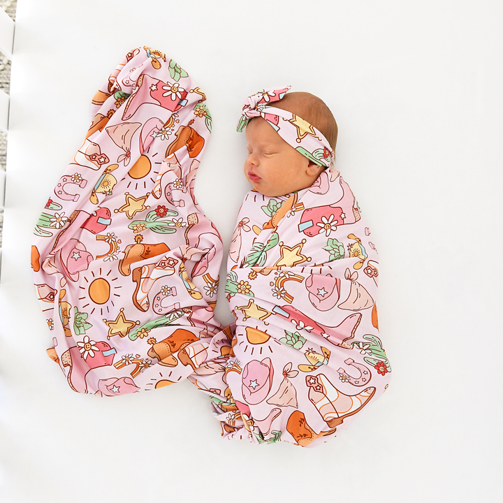 Lainey Pink Western TOPKNOT HEADBAND - Gigi and Max