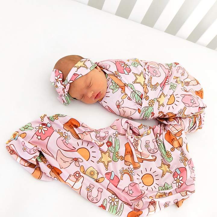 Lainey Pink Western TOPKNOT HEADBAND - Gigi and Max
