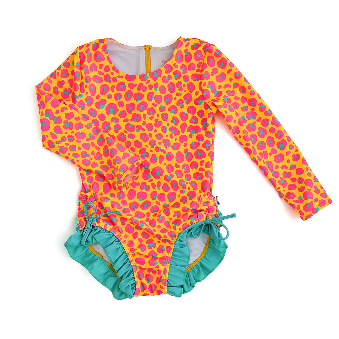 Kelly Leopard RASH GUARD SWIMSUIT - Gigi and Max