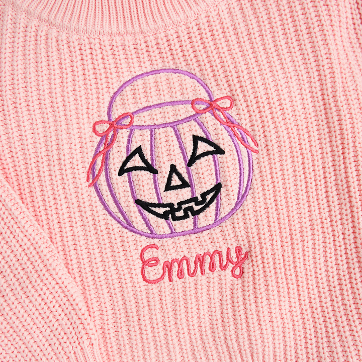 Halloween Custom Name Light Pink SWEATER