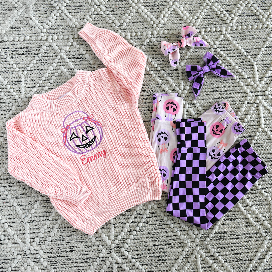 Halloween Custom Name Light Pink SWEATER