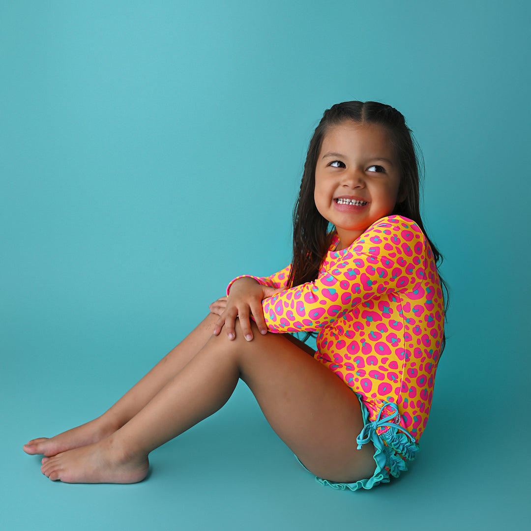 Kelly Leopard RASH GUARD SWIMSUIT - Gigi and Max