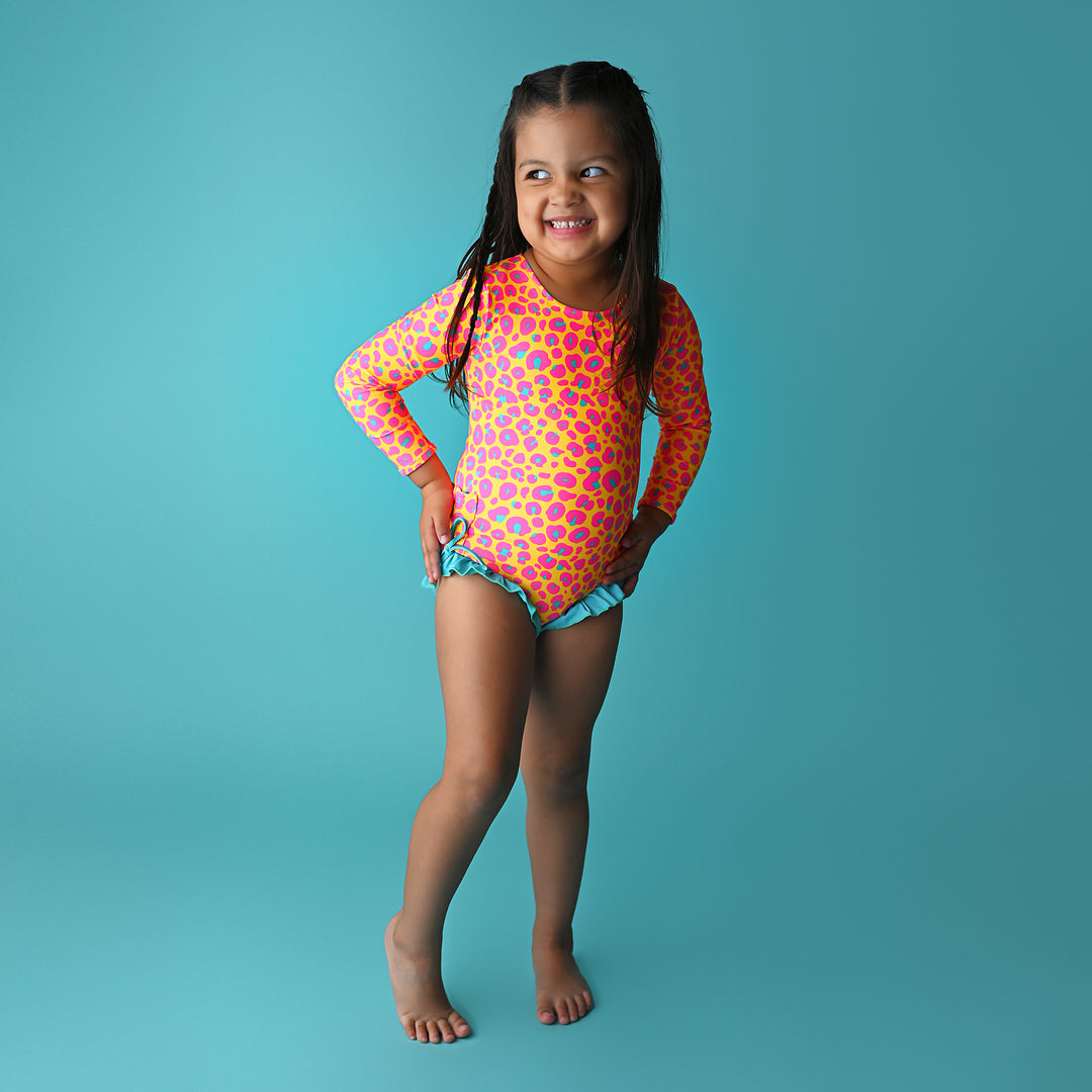 Kelly Leopard RASH GUARD SWIMSUIT - Gigi and Max