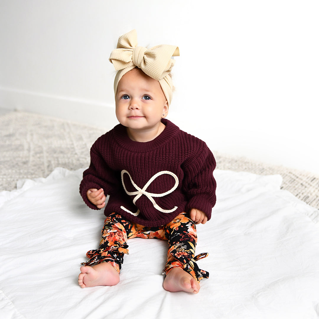 Maroon Bow SWEATER - Gigi and Max