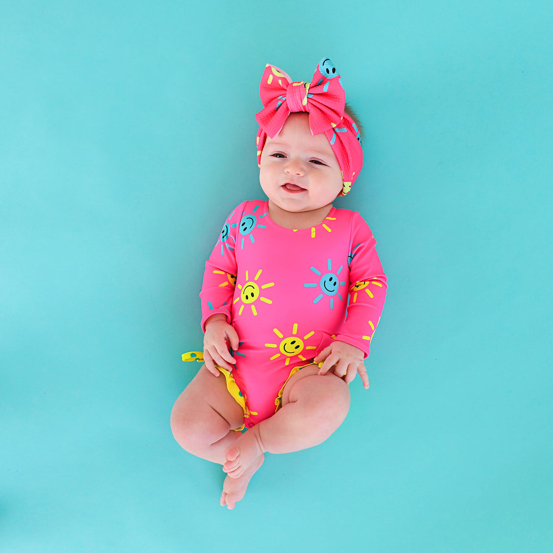 Brittany Smiley Faces LONG SLEEVE RASH GUARD SWIMSUIT - Gigi and Max