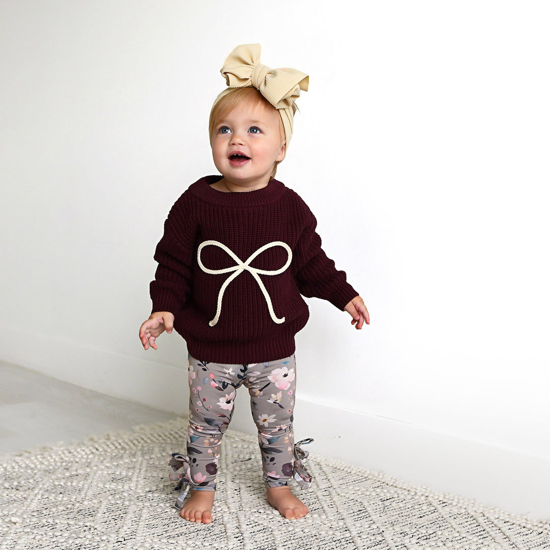Maroon Bow SWEATER - Gigi and Max