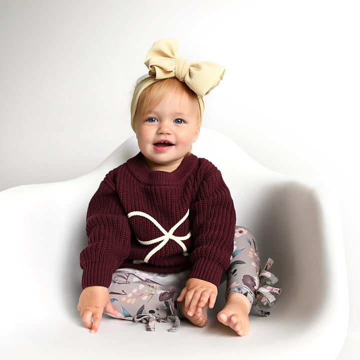 Maroon Bow SWEATER - Gigi and Max