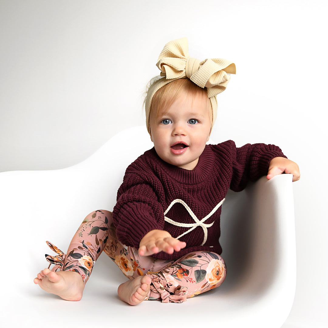 Maroon Bow SWEATER - Gigi and Max