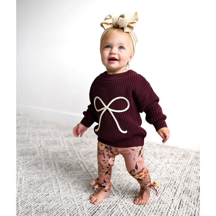 Maroon Bow SWEATER - Gigi and Max
