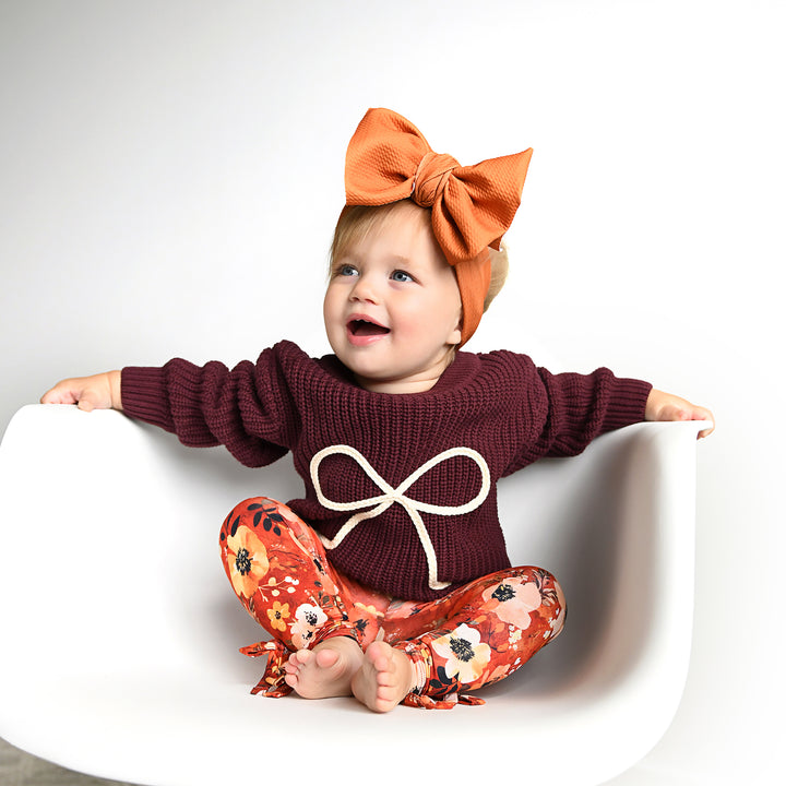 Maroon Bow SWEATER - Gigi and Max