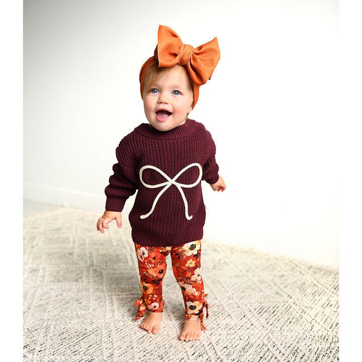 Maroon Bow SWEATER - Gigi and Max