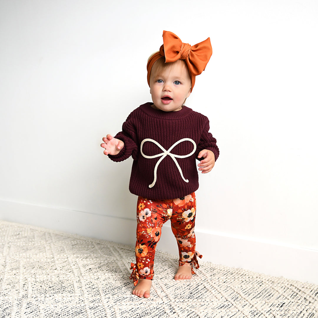 Maroon Bow SWEATER - Gigi and Max