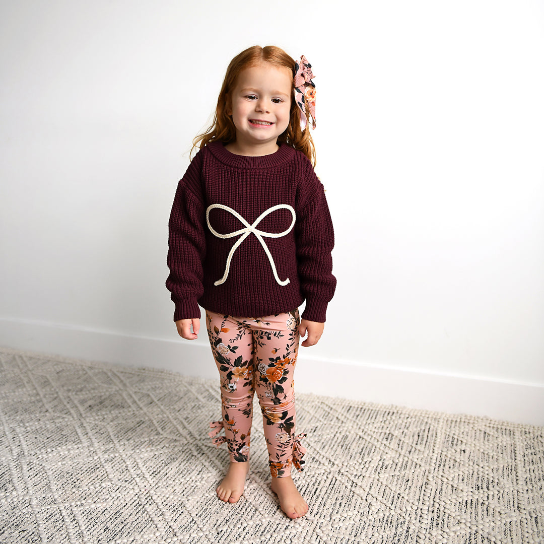 Maroon Bow SWEATER - Gigi and Max