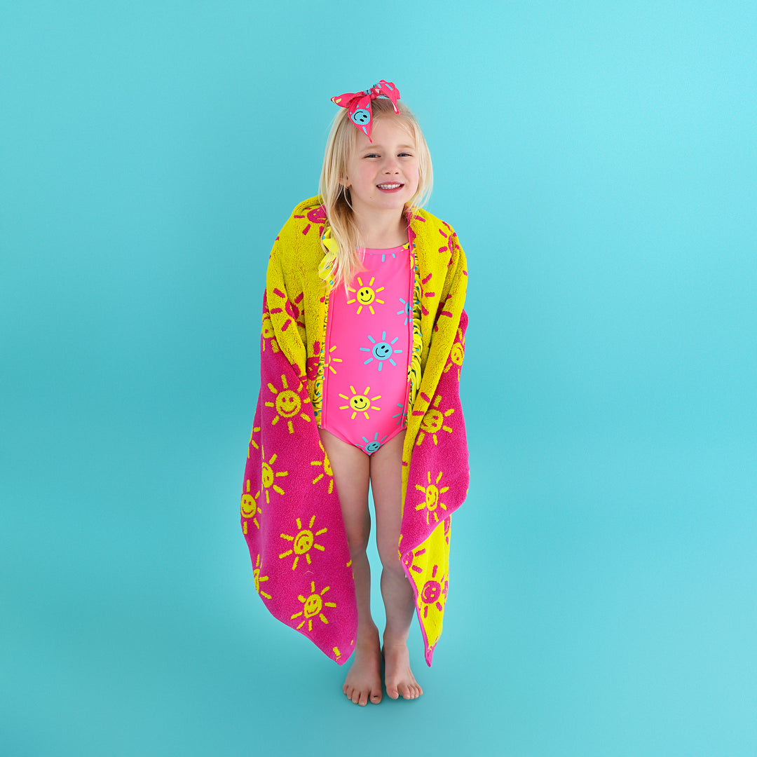 Brittany Smiley Faces LONG SLEEVE RASH GUARD SWIMSUIT - Gigi and Max