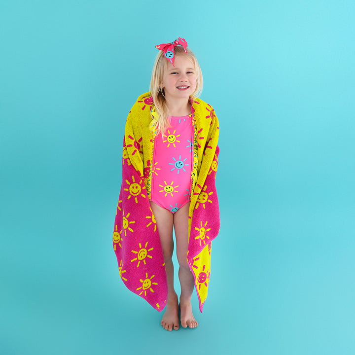 Brittany Smiley Faces LONG SLEEVE RASH GUARD SWIMSUIT - Gigi and Max