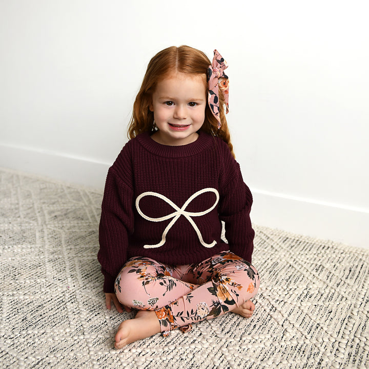 Maroon Bow SWEATER - Gigi and Max