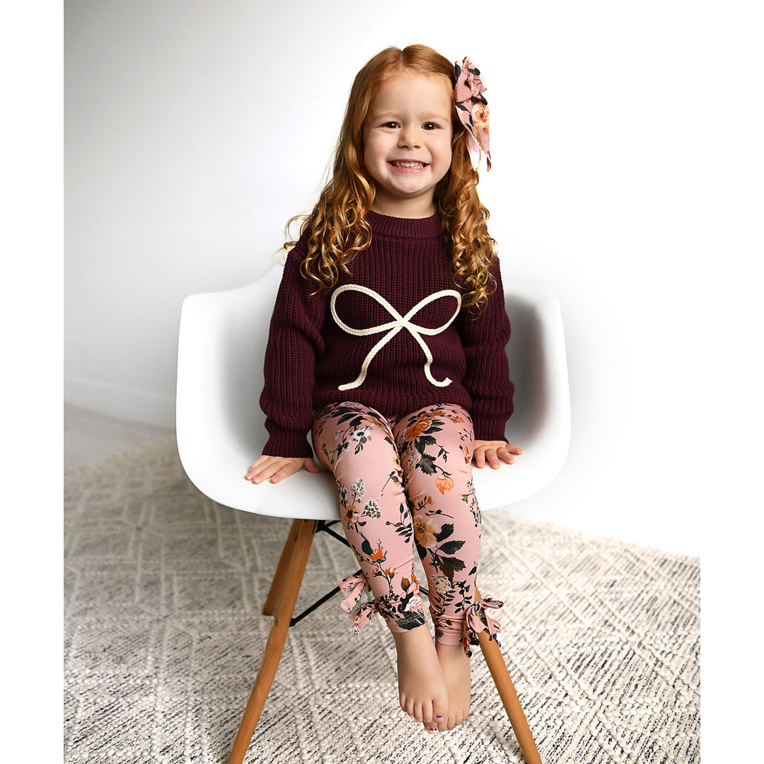 Maroon Bow SWEATER - Gigi and Max