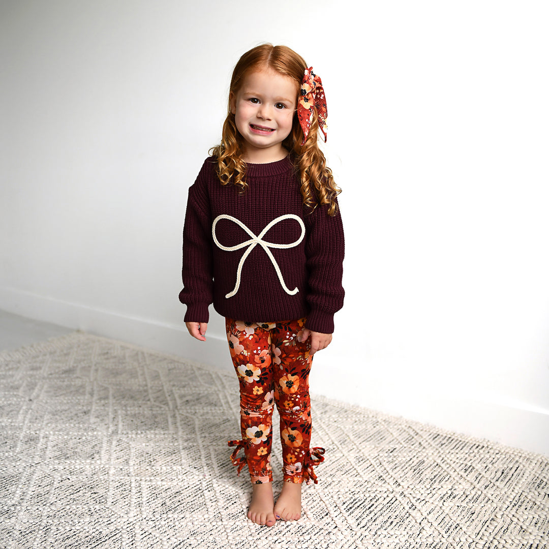 Maroon Bow SWEATER - Gigi and Max