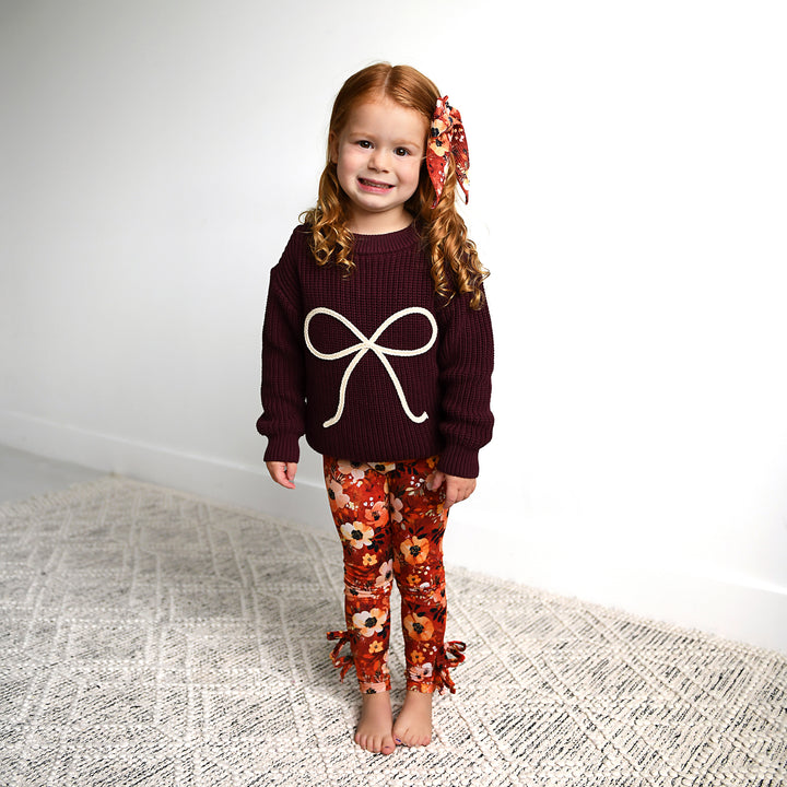 Maroon Bow SWEATER - Gigi and Max