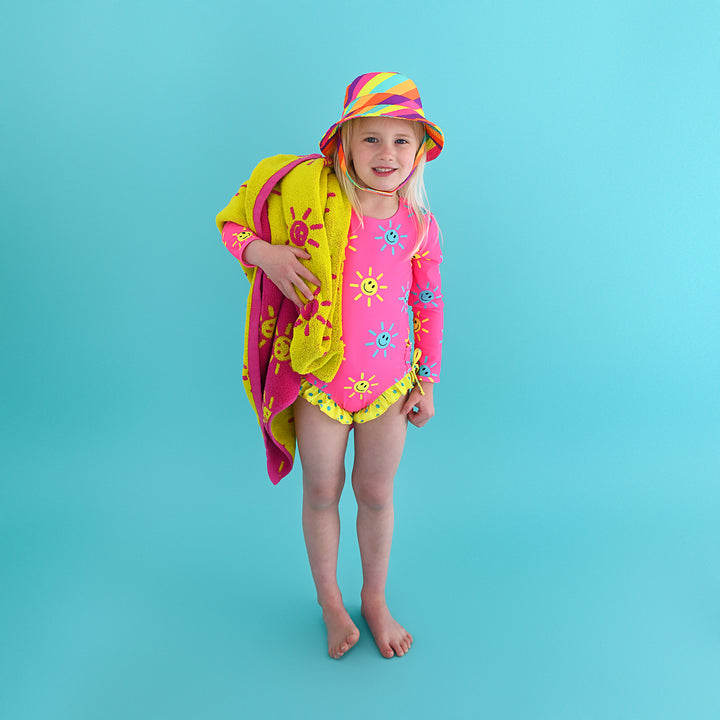 Brittany Smiley Faces LONG SLEEVE RASH GUARD SWIMSUIT - Gigi and Max