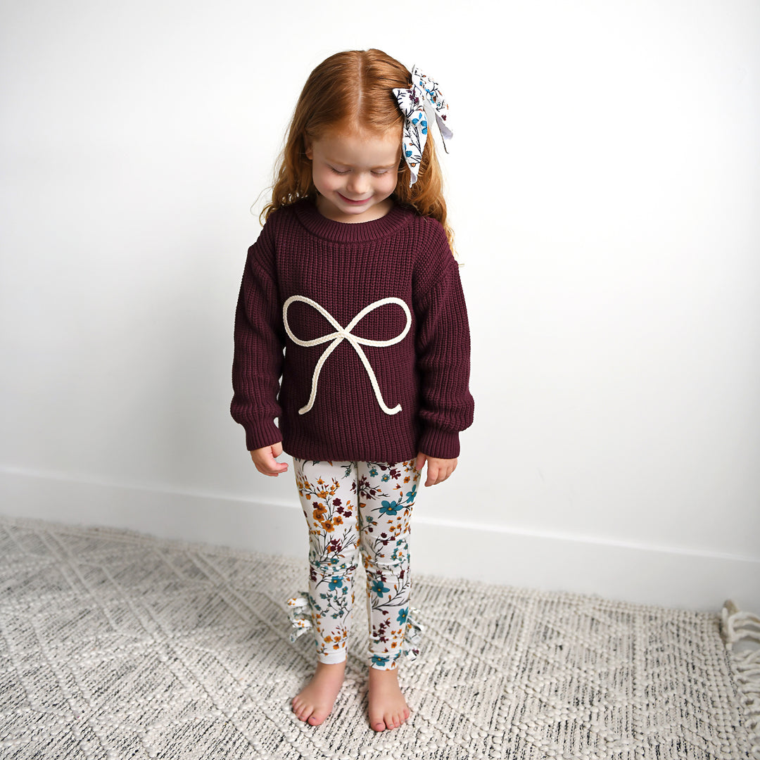 Maroon Bow SWEATER - Gigi and Max