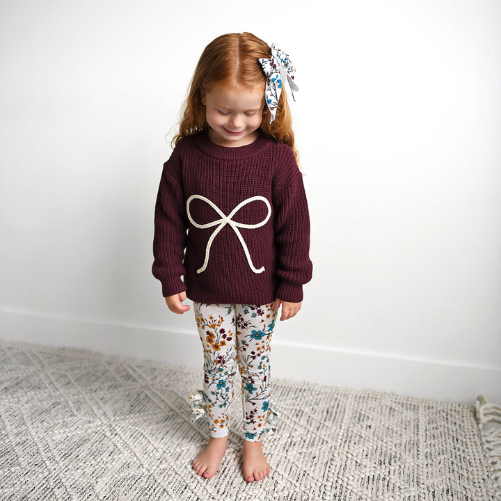 Maroon Bow SWEATER - Gigi and Max