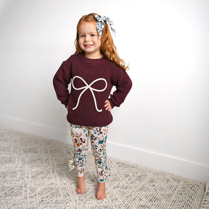 Maroon Bow SWEATER - Gigi and Max