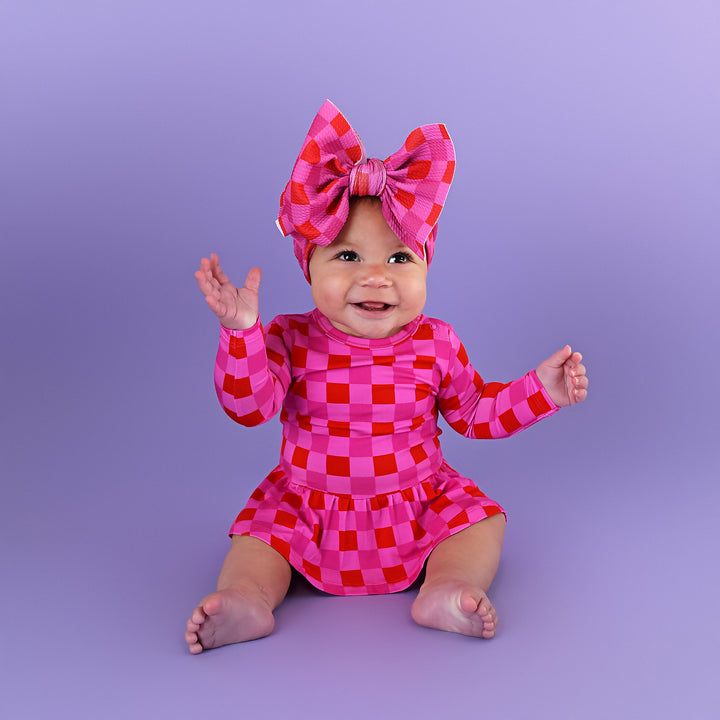 Sydney Pink Checks HEADWRAP - Gigi and Max