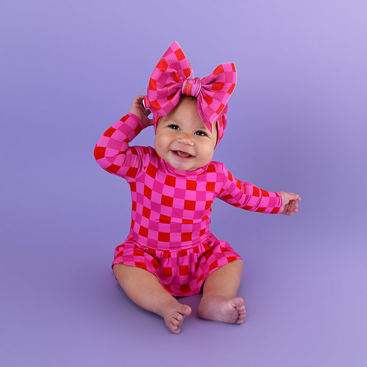 Sydney Pink Checks HEADWRAP - Gigi and Max