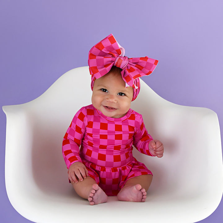 Sydney Pink Checks HEADWRAP - Gigi and Max