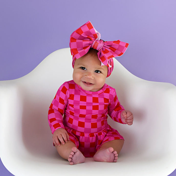 Sydney Pink Checks HEADWRAP - Gigi and Max