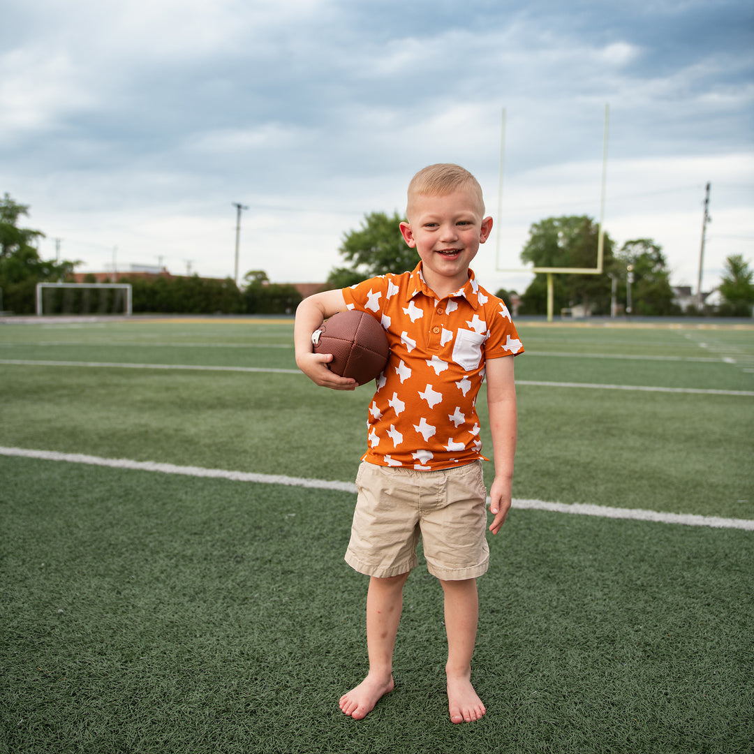 Texas Burnt Orange & White POLO SHIRT - Gigi and Max