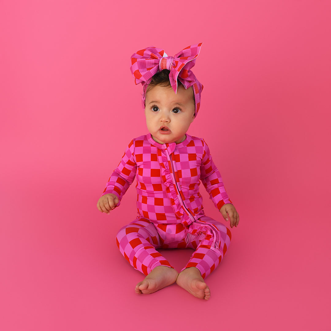 Sydney Pink Checks HEADWRAP - Gigi and Max