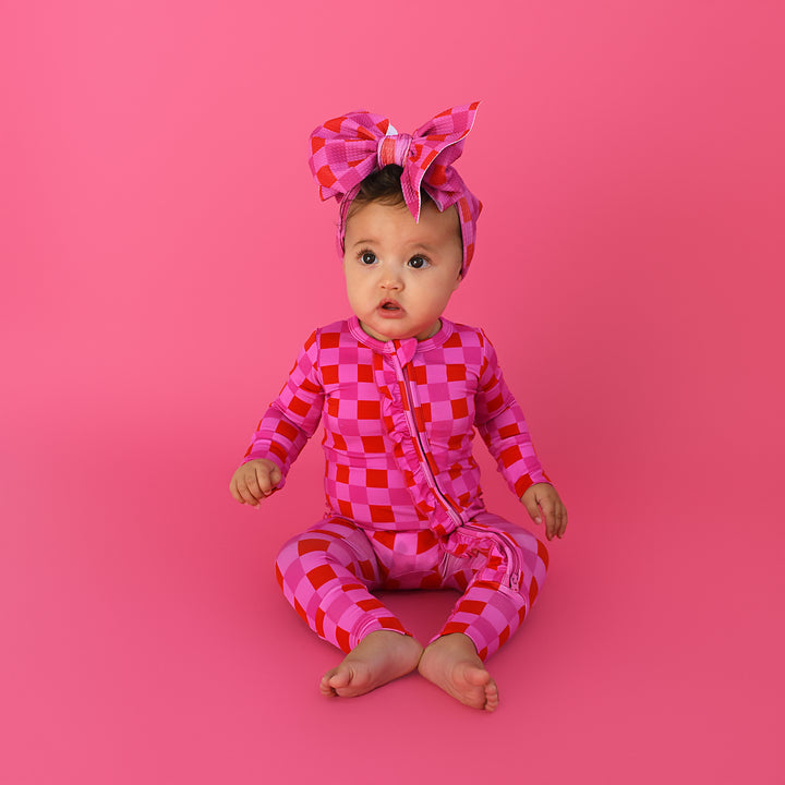Sydney Pink Checks HEADWRAP - Gigi and Max