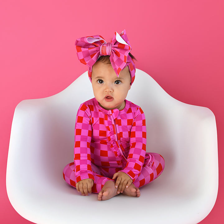 Sydney Pink Checks HEADWRAP - Gigi and Max