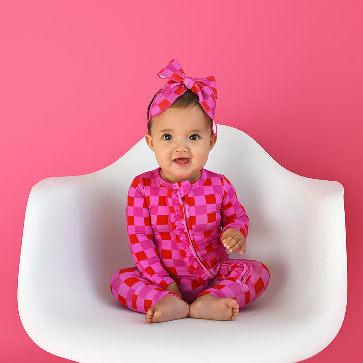Sydney Pink Checks HEADWRAP - Gigi and Max