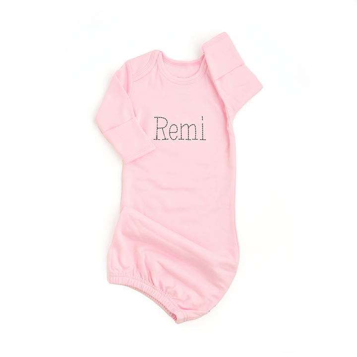 Monogram name GOWN Pink gown Gray writing - Gigi and Max