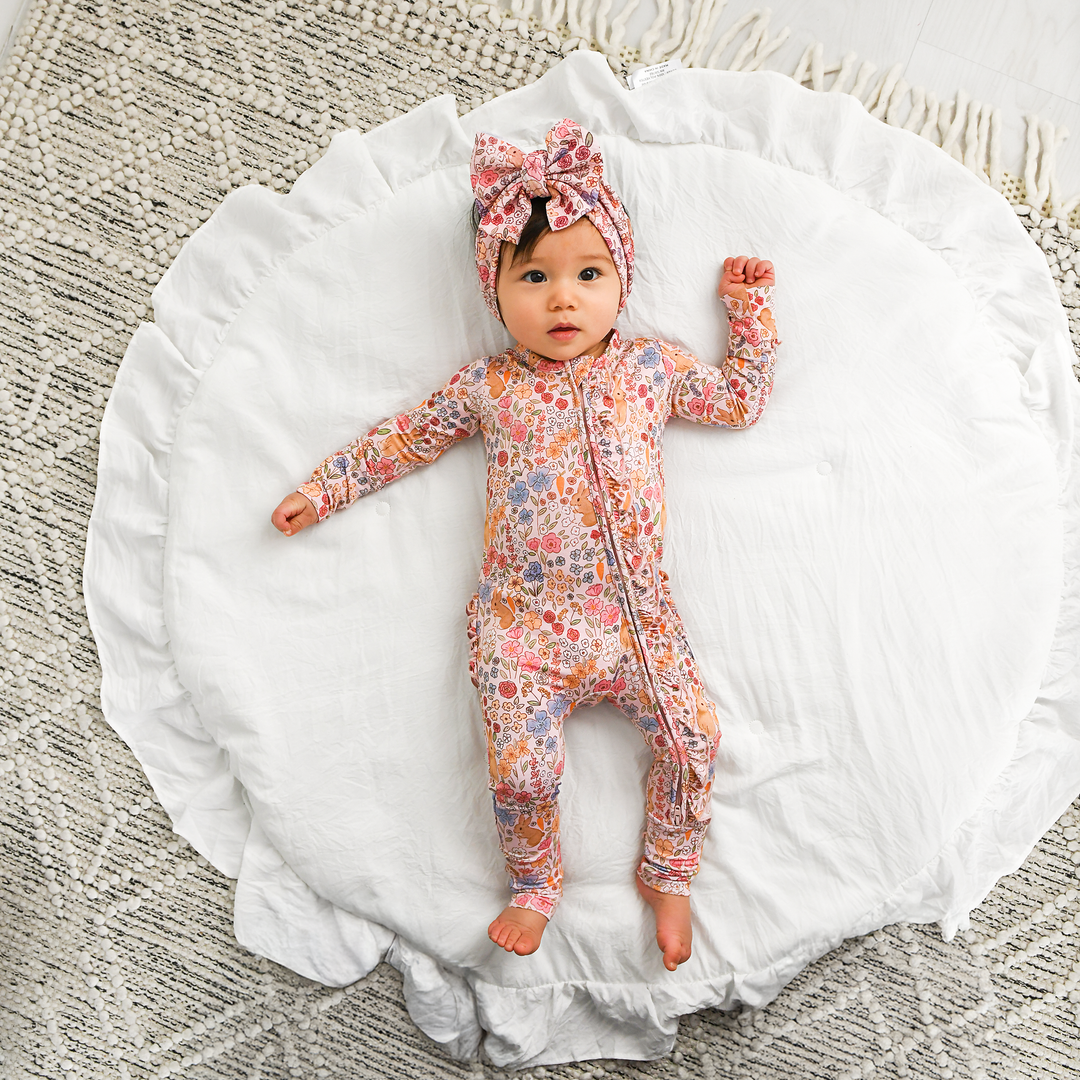 Meadow Floral Bunny RUFFLE ZIP - Gigi and Max