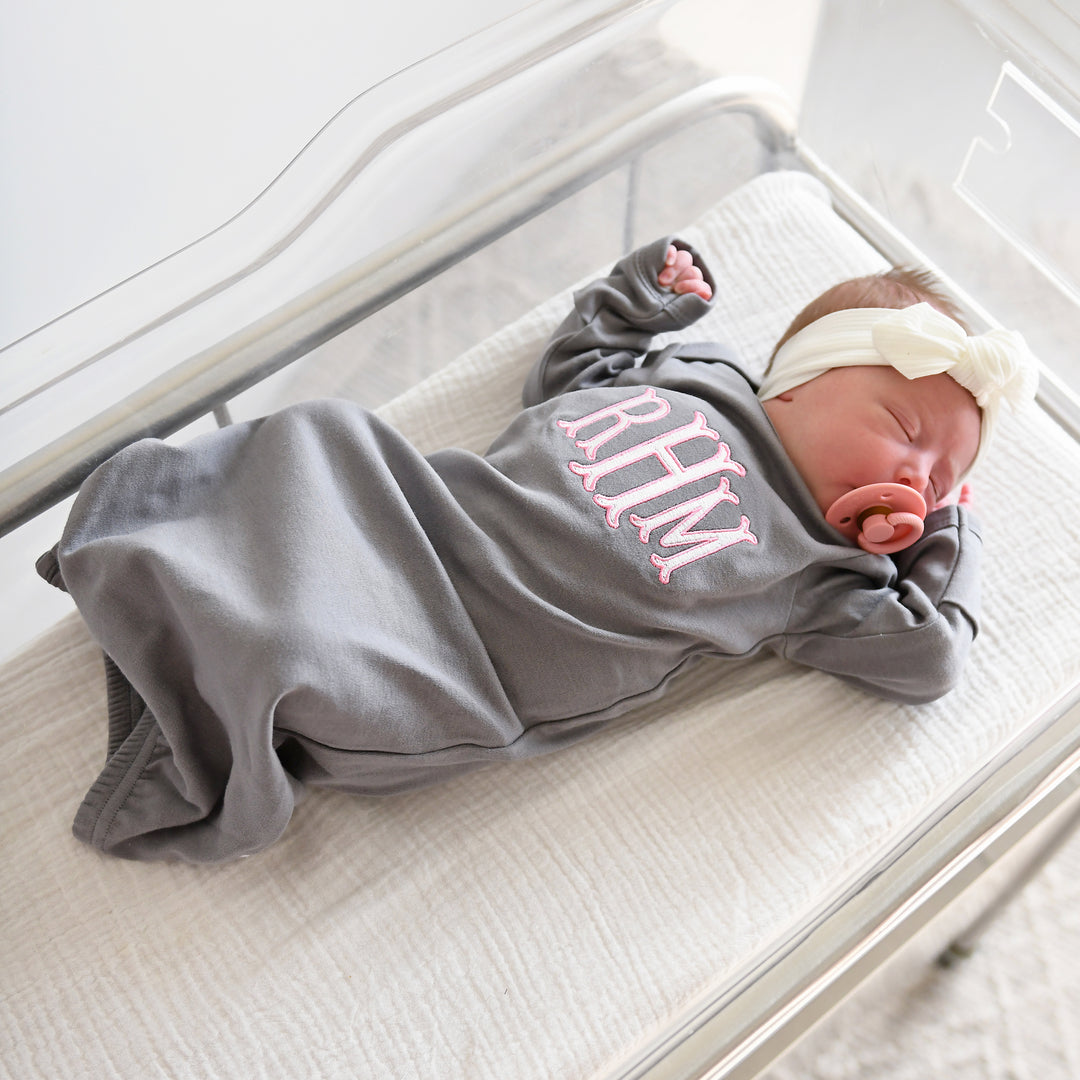 Monogram GOWN Gray/Pink - Gigi and Max