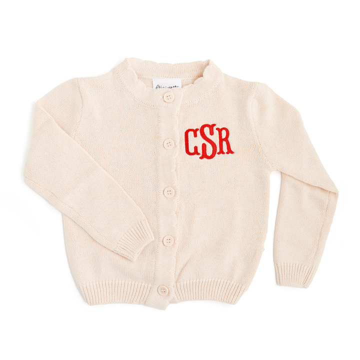 Custom Monogram Cream CARDIGAN