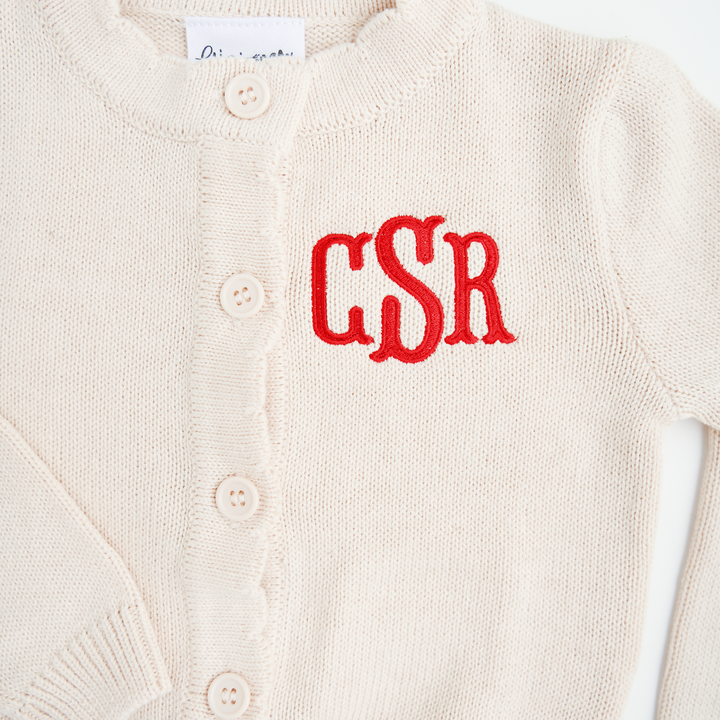 Custom Monogram Cream CARDIGAN