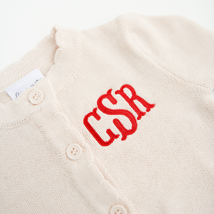 Custom Monogram Cream CARDIGAN