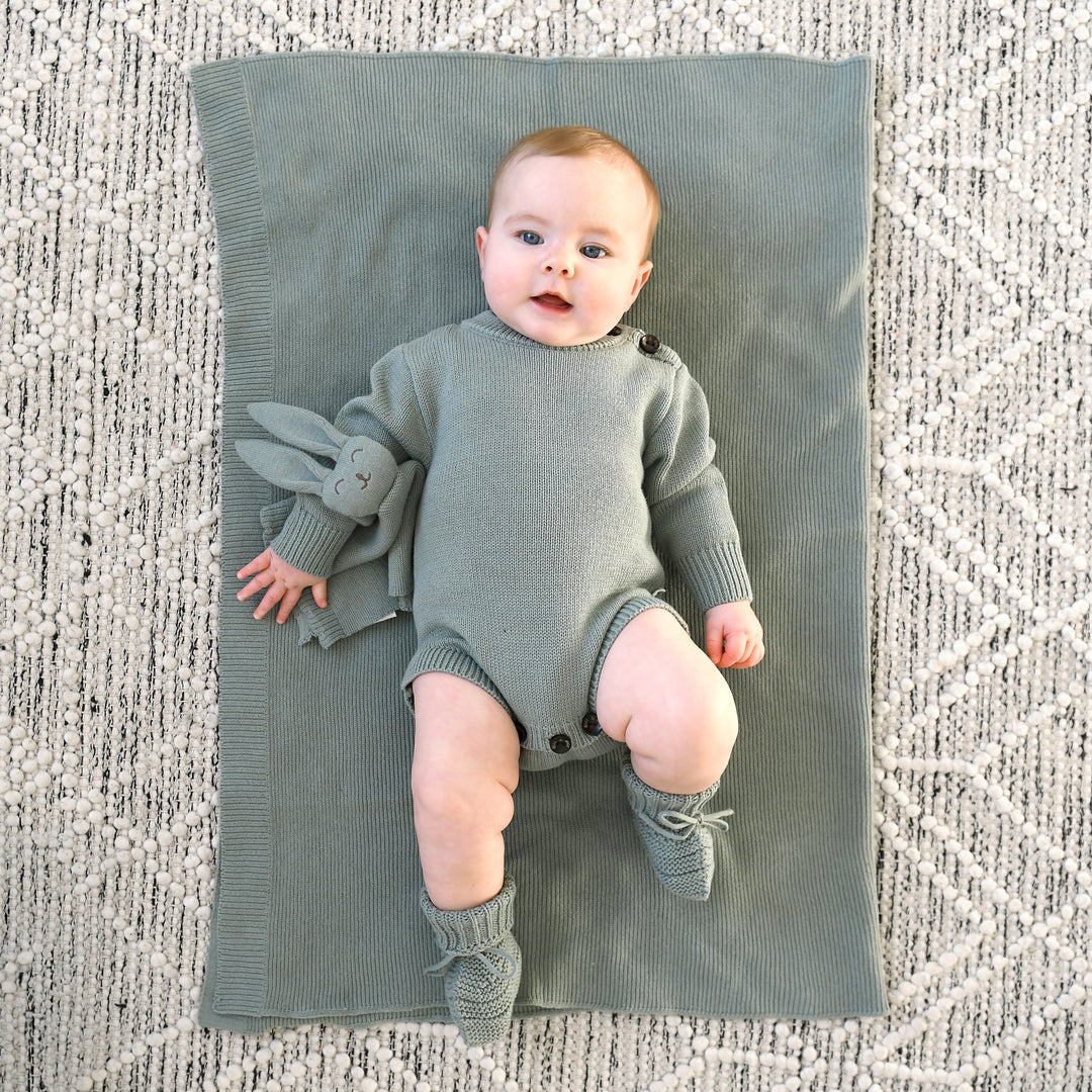 Eucalyptus KNIT BLANKET - Gigi and Max
