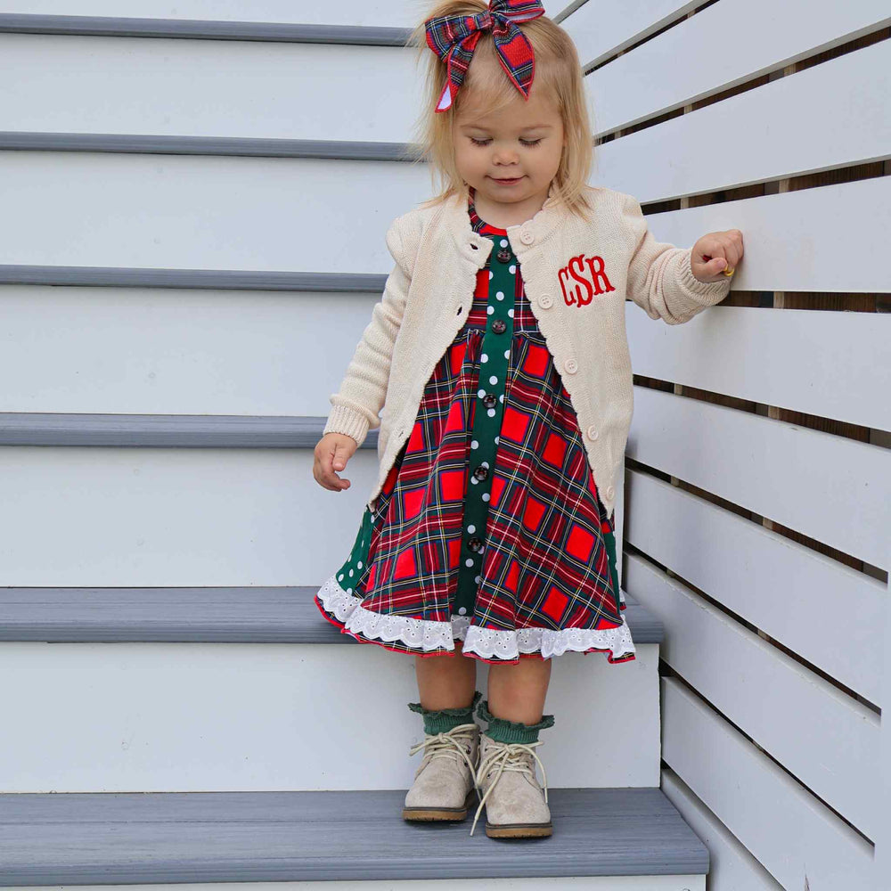 Custom Monogram Cream CARDIGAN - Gigi and Max