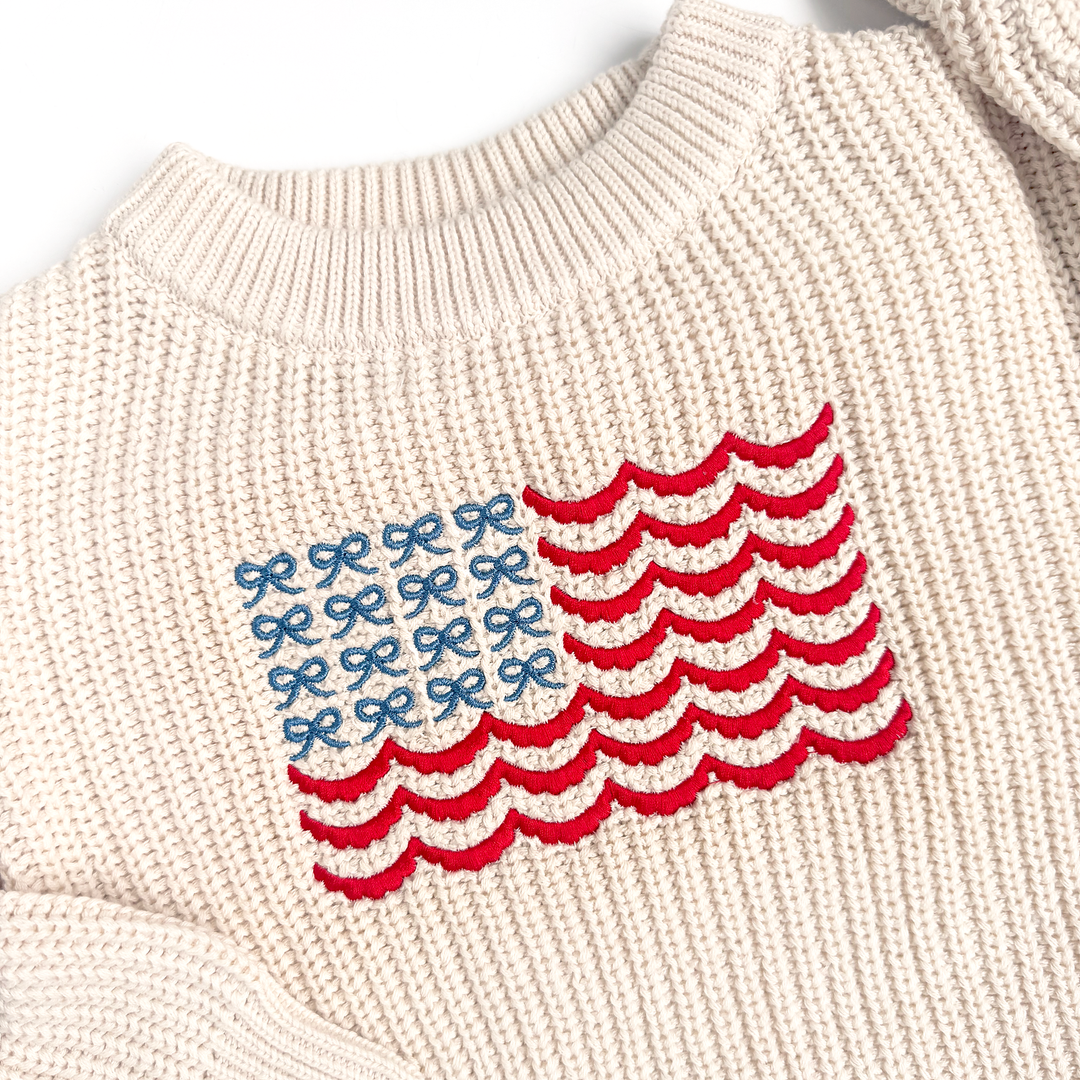 USA Embroidered Oatmeal SWEATER - Gigi and Max