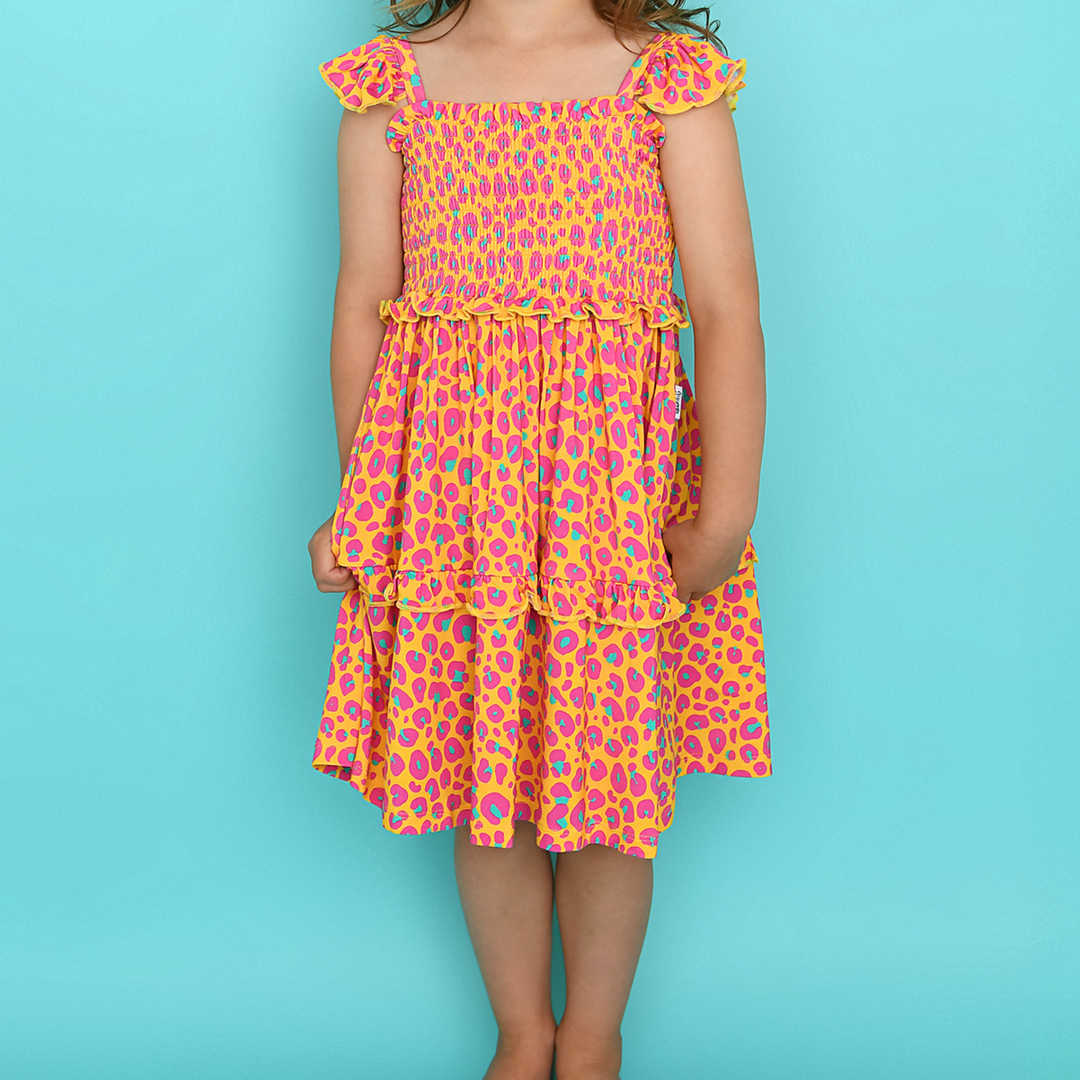 Kelly Leopard SMOCKED DRESS - Gigi and Max