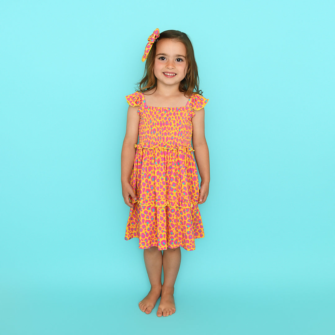 Kelly Leopard SMOCKED DRESS - Gigi and Max
